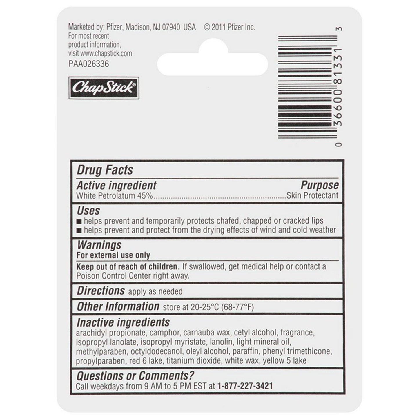 ChapStick Skin Protectant Classic Original 00573070112