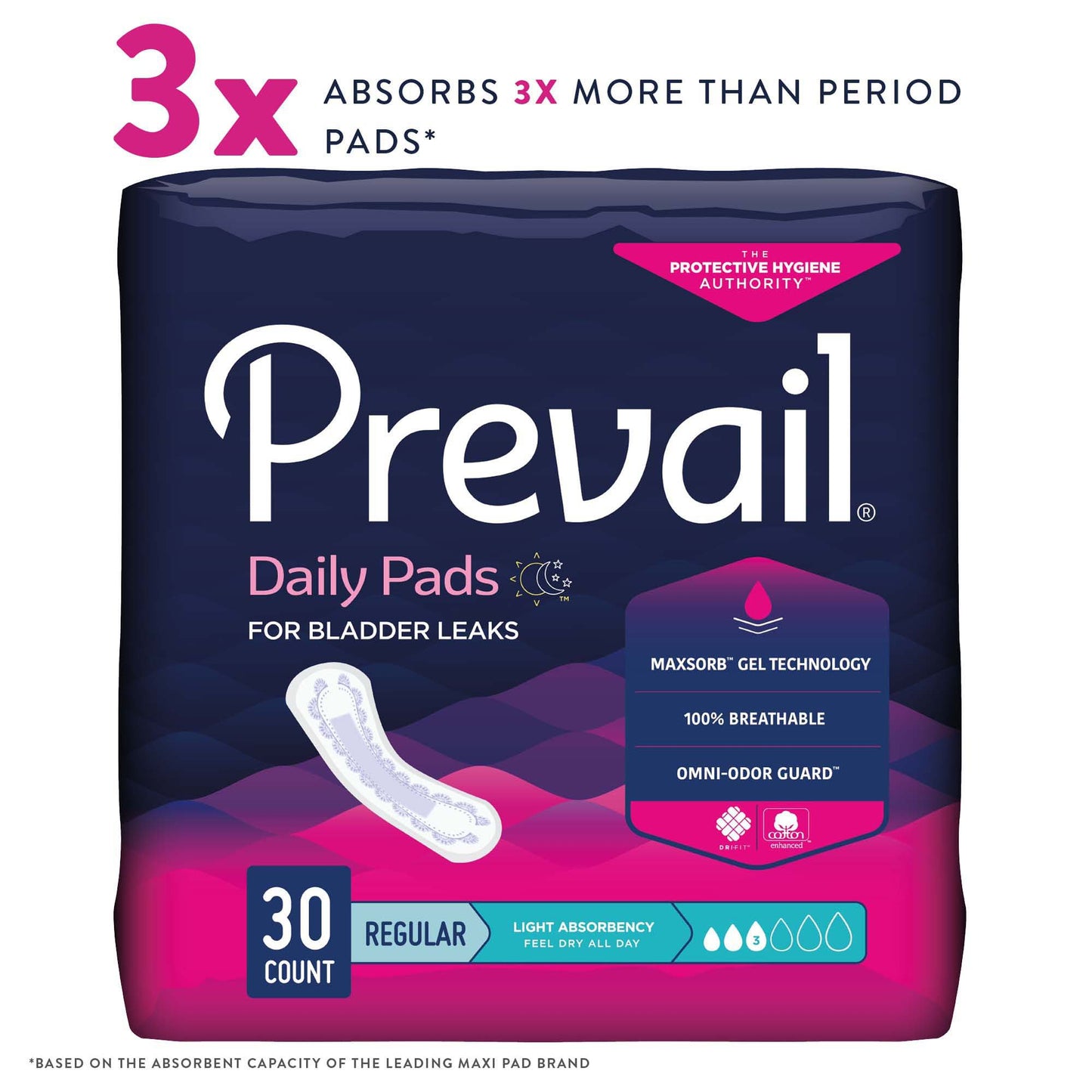 Prevail® Daily Pads Light Absorbency Bladder Control Pad, 9¼ Inch PV-930/2