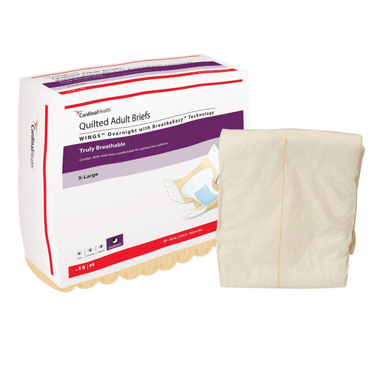 Unisex Adult Incontinence Brief Wings™ Overnight Quilted X-Large Disposable Heavy Absorbency - 67035