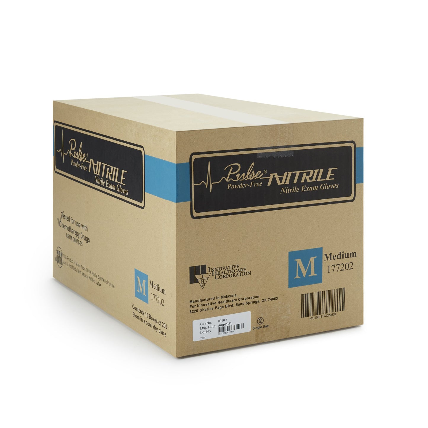 Pulse® Nitrile Exam Glove, Medium, Aqua Blue 177202