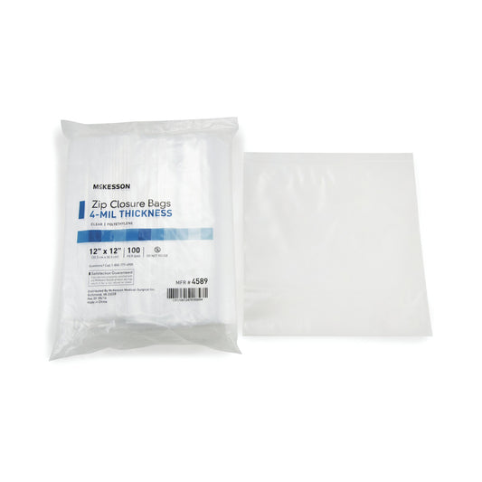 Reclosable Bag McKesson 12 X 12 Inch Polyethylene Clear Zipper Closure - 4589