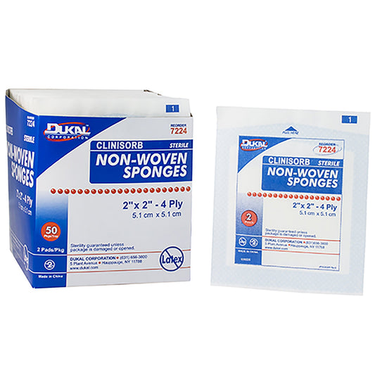 Clinisorb Sterile Nonwoven Sponge, 2 x 2 Inch, 4-Ply 7224