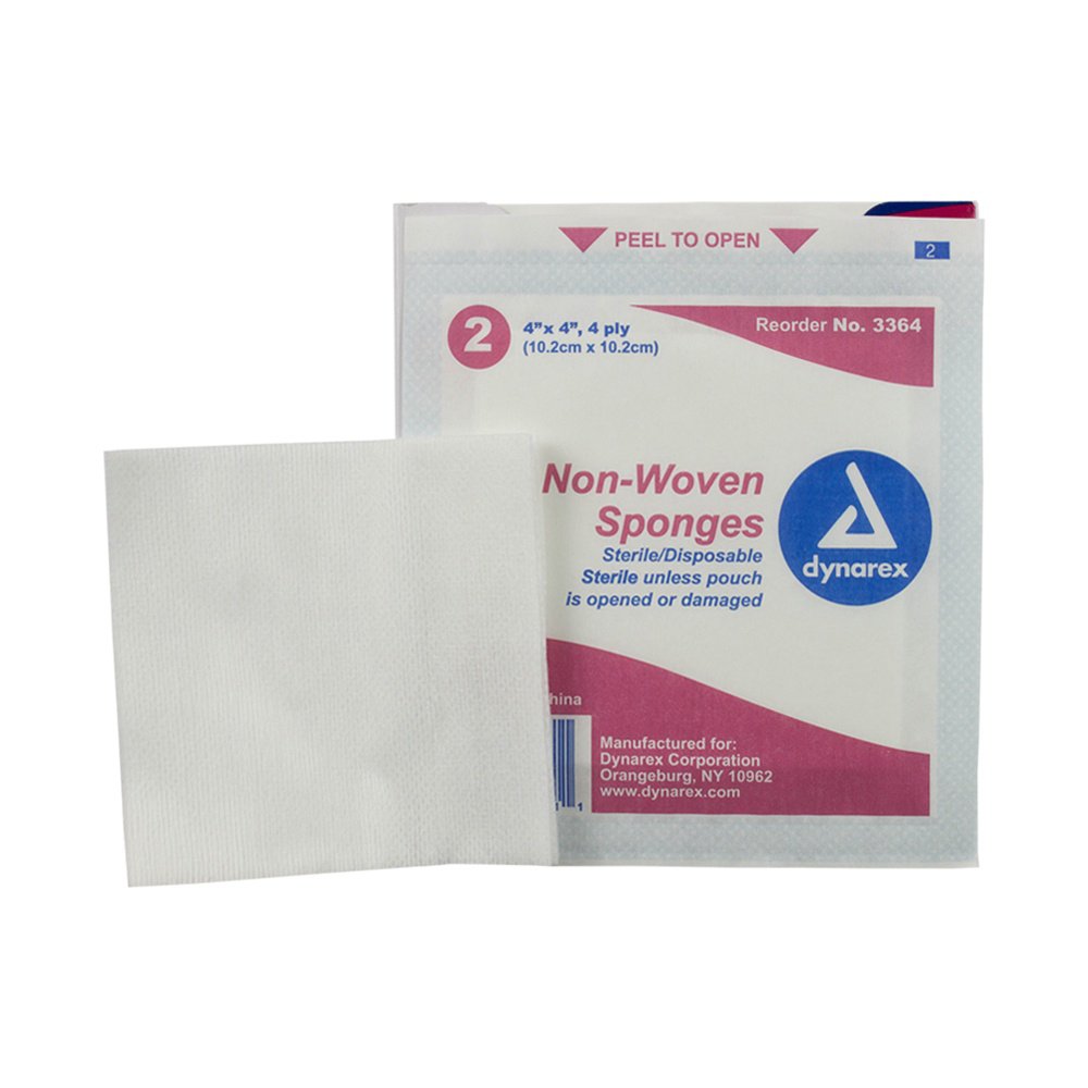 dynarex® Sterile Nonwoven Sponge, 4 x 4 Inch, 4-Ply 3364