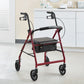 McKesson Folding Aluminum Four-Wheel Rollator, Red 146-R726RD