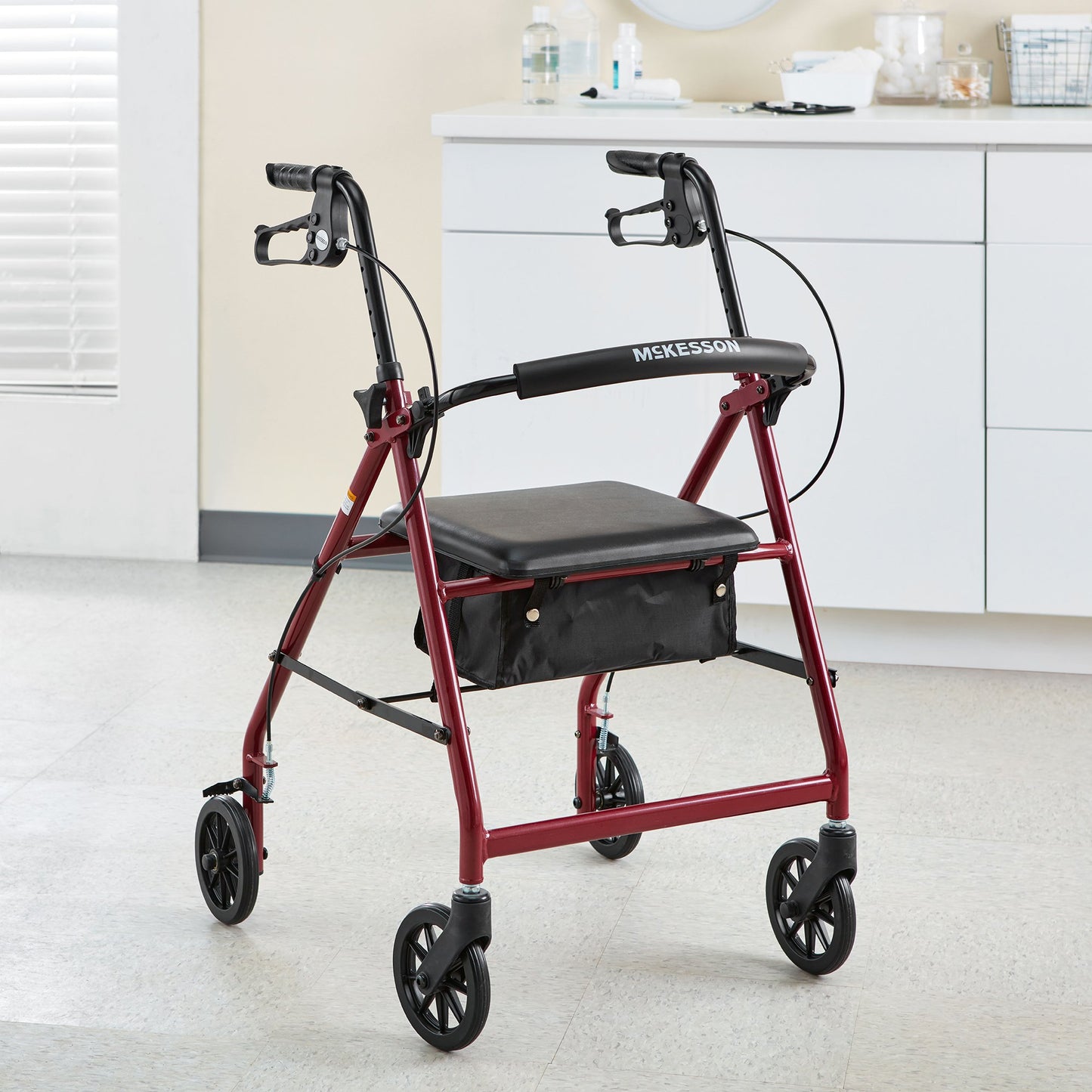 McKesson Folding Aluminum Four-Wheel Rollator, Red 146-R726RD