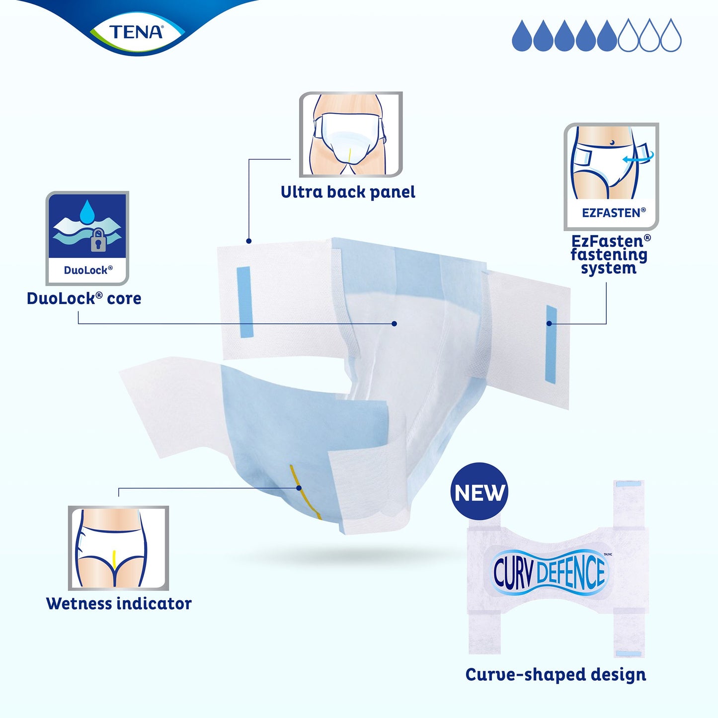 Incontinence Brief TENA Dry Comfort™ Adult Large Unisex Disposable Moderate Absorbency 67430