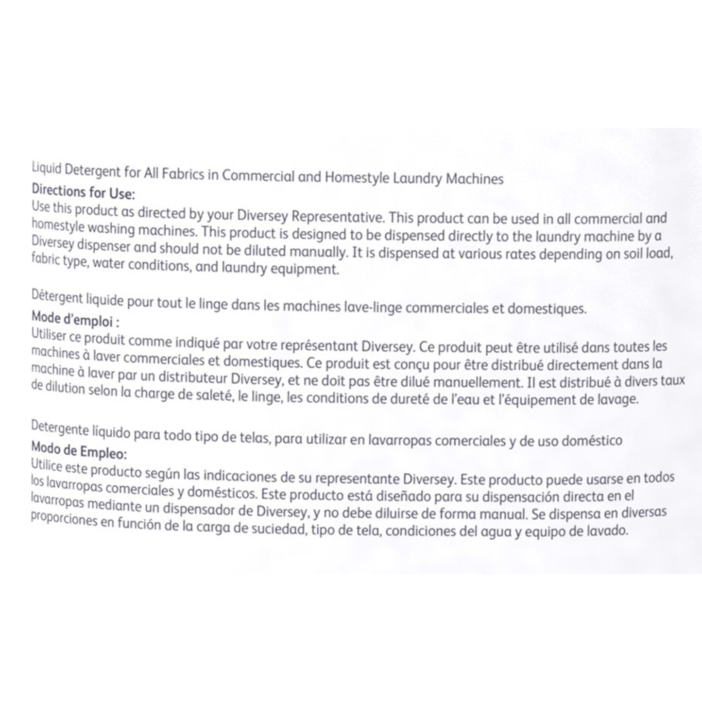 Laundry Detergent Diversey™ Clax® Master 100 1 gal. Jug Liquid Unscented 95751559