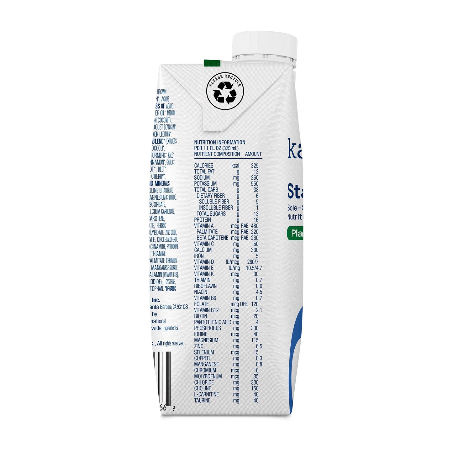 Kate Farms® Standard 1.0 Sole-Source Nutrition Formula, 11-ounce carton 851823006676