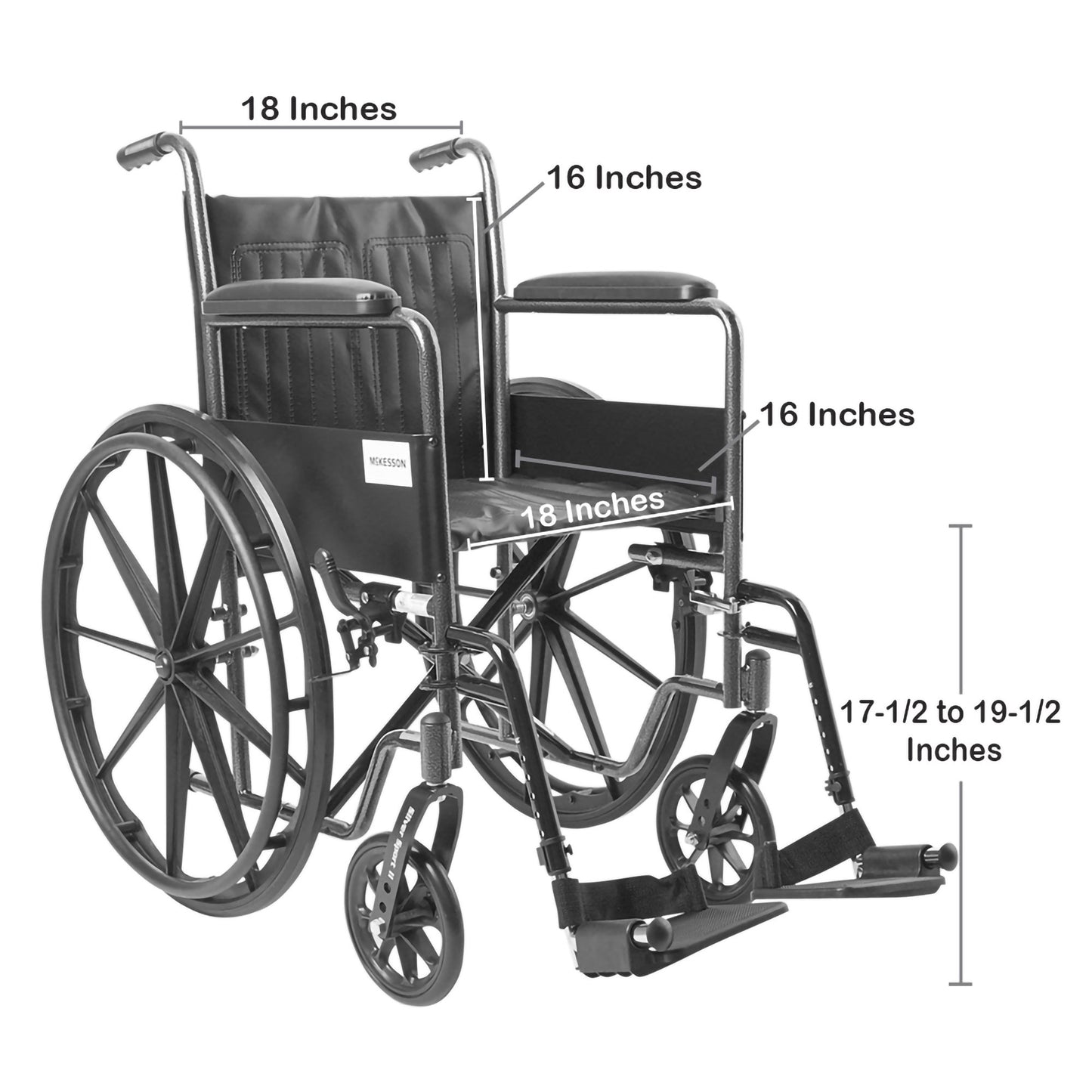 McKesson Wheelchair, 18 Inch Seat Width 146-SSP218FA-SF