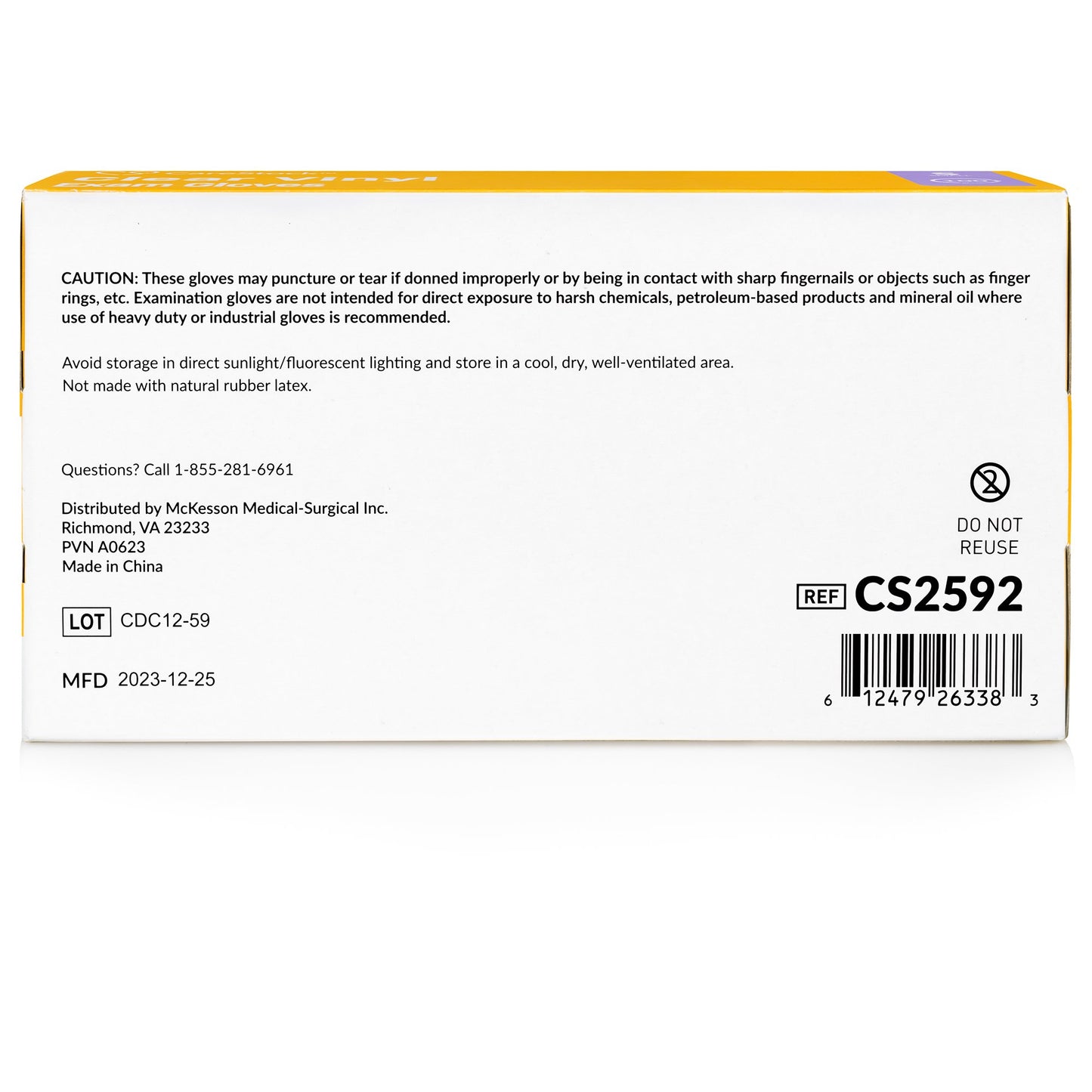 CareStock™ Vinyl Exam Glove, Small, Ivory CS2592