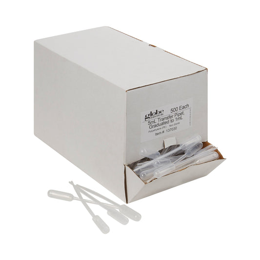 Globe Scientific Transfer Pipette 5 mL 0.25 mL Graduation Increments NonSterile - 137030