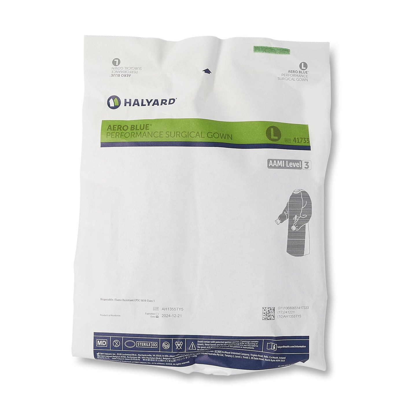 O&M Halyard Inc AERO BLUE Surgical Gown with Towel, Large 41733, 1 Each