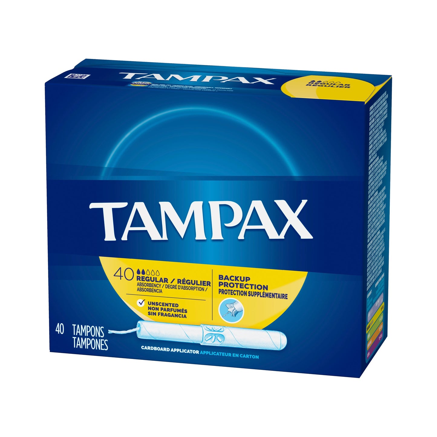 Tampax® Regular Absorbency Tampon, 40 per Box 07301022110