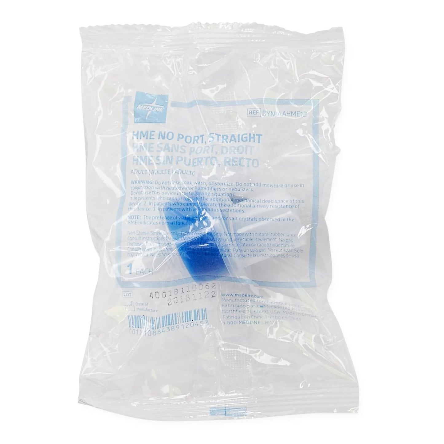 Heat and Moisture Exchanger Medline 33.7 mg H₂O/L @ VT 500 mL 0.6 cm H₂O @ 30 LPM DYNJAAHME12