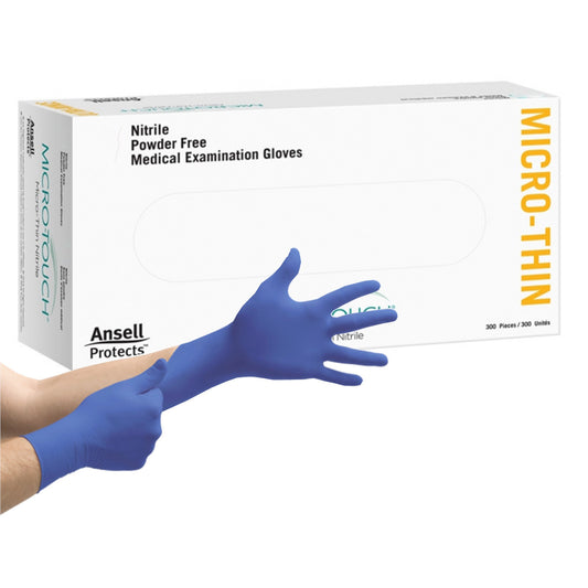 Exam Glove Micro-Touch® Micro-Thin Small NonSterile Nitrile Standard Cuff Length Textured Fingertips Blue Not Rated - 6034311