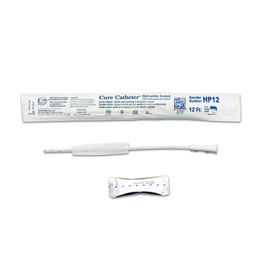 Urethral Catheter Hydrophilic Cure Catheter® Straight Tip Hydrophilic Coated Plastic 12 Fr. 10 Inch - HP12