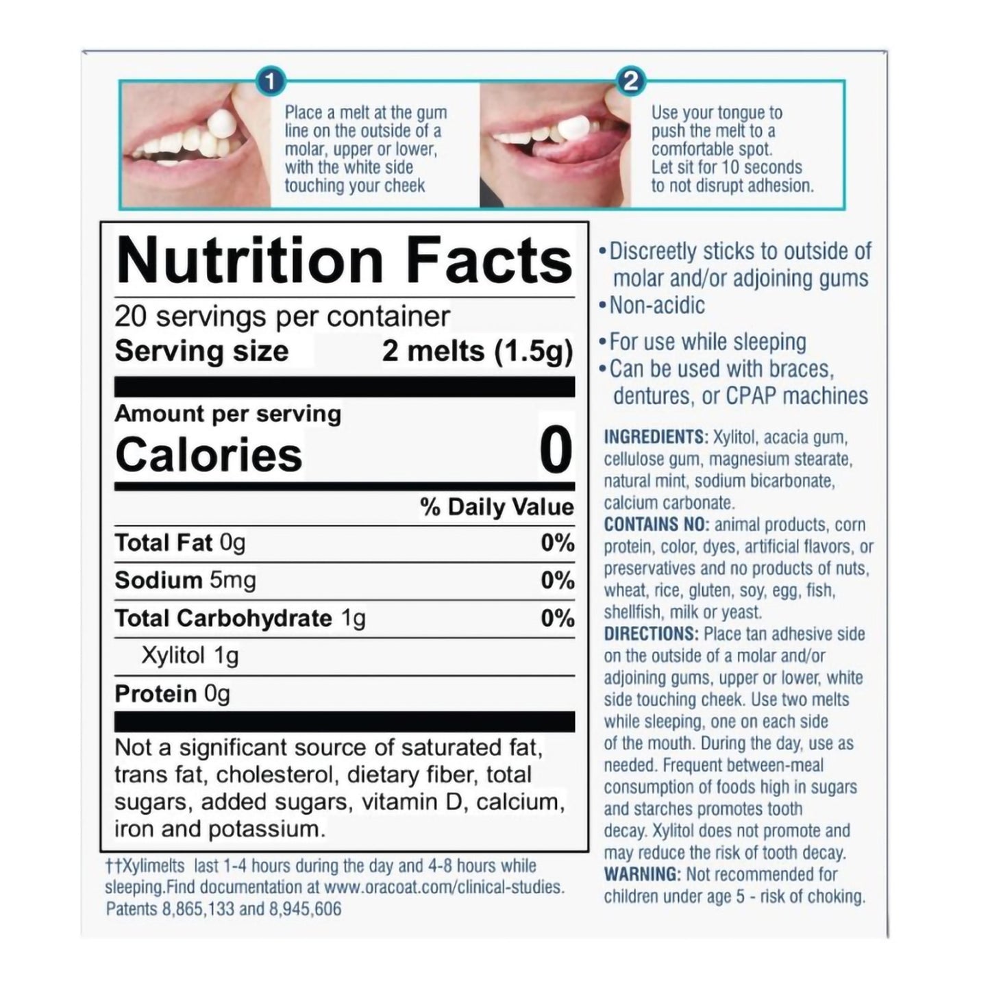 OraCoat XyliMelts Stick-On Melts for Moisturizing, Mild Mint 85593300051