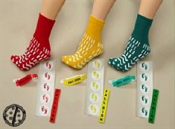 Risk Management Slipper Socks Confetti Treads® Unisex Adult Large All Around Tread Single Patient Use Yellow - 90381