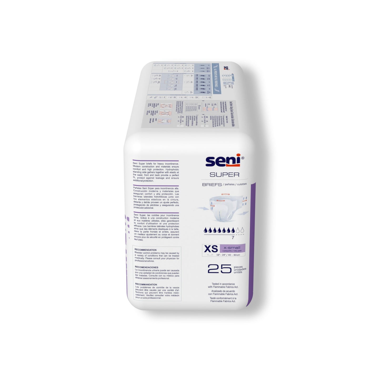 Seni® Super Heavy Absorbency Incontinence Brief, Extra Small S-XS25-BS1