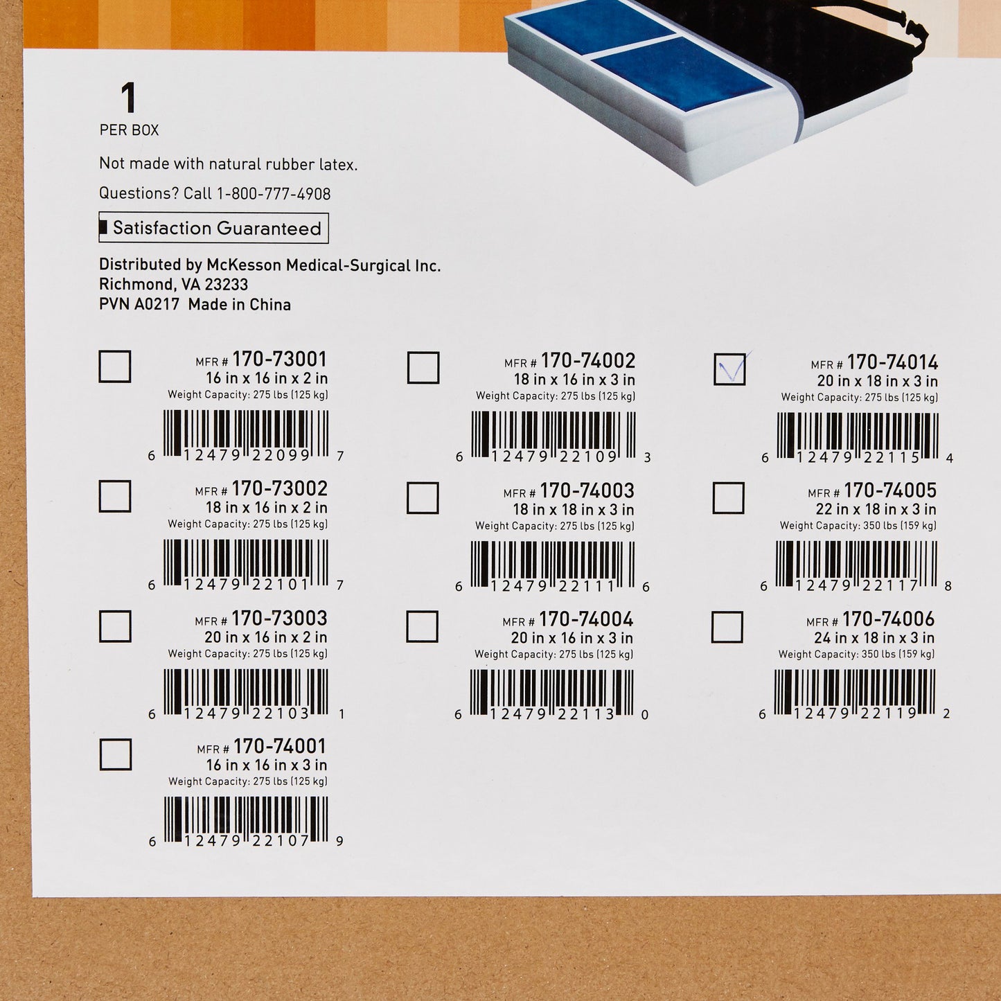 McKesson Molded Foam Seat Cushion, 20 x 18 x 3 Inch 170-74014