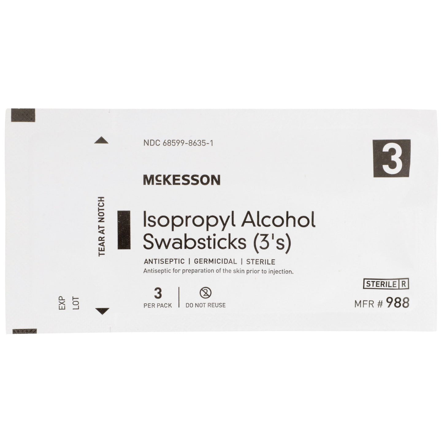 McKesson Impregnated Swabstick, 70% Isopropyl Alcohol 988