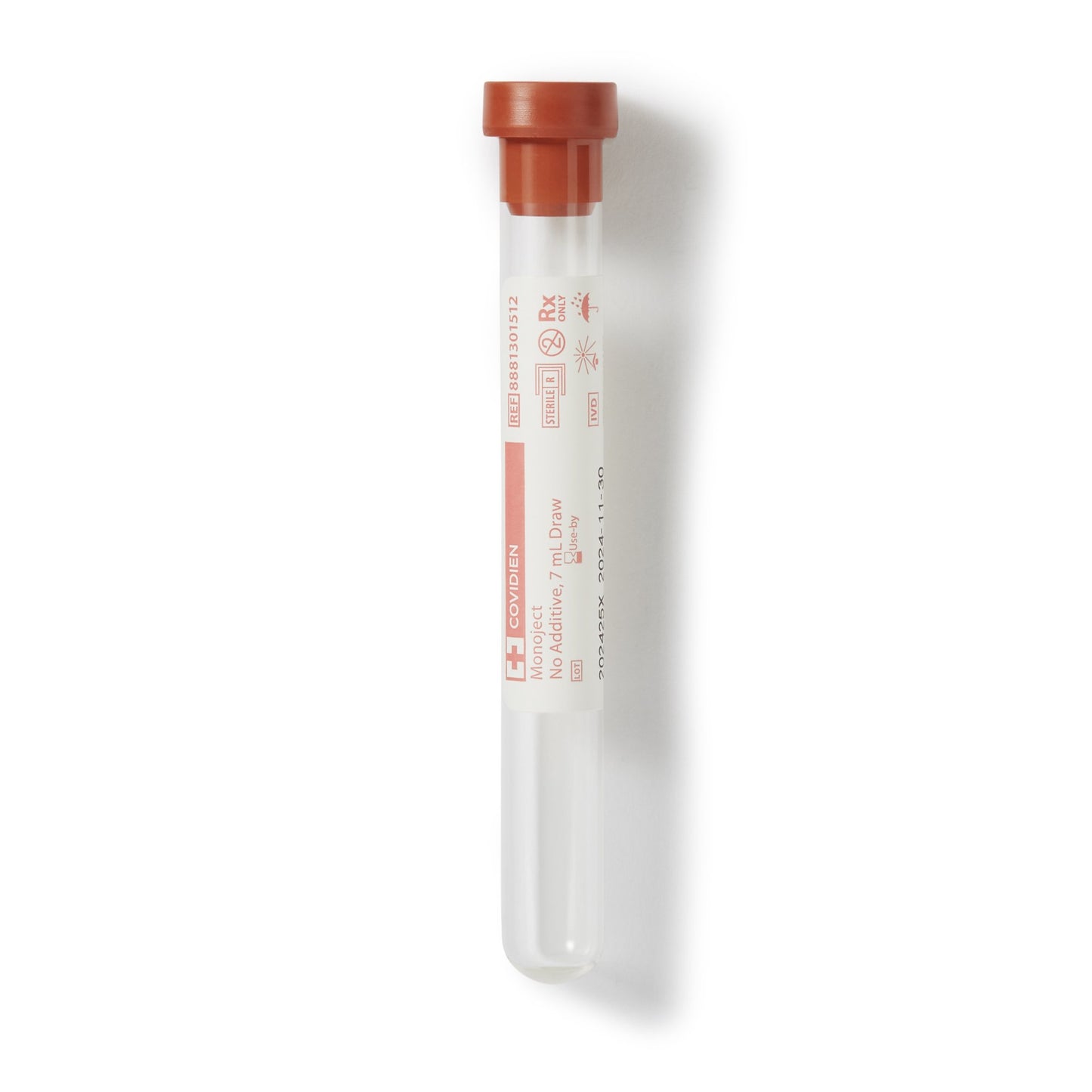 Monoject™ Venous Blood Collection Tube Serum Tube Plain 13 X 100 mm 7 mL Red Conventional Closure Glass Tube 8881301512