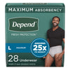 Male Adult Absorbent Underwear Depend® Fresh Protection Waistband Style Large Disposable Heavy Absorbency - 53745