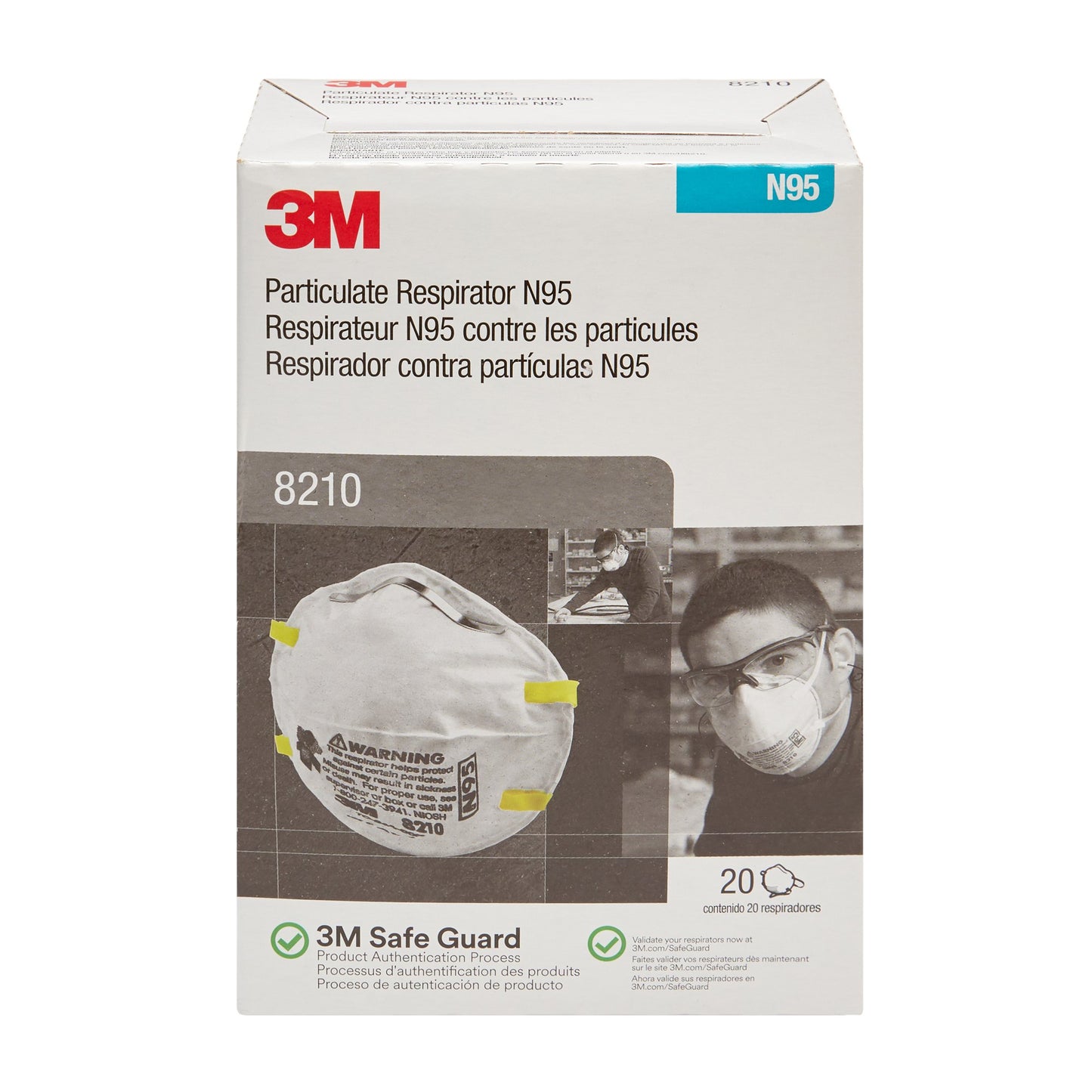 3M Industrial N95 Particulate Respirator Mask, 1 Size 8210