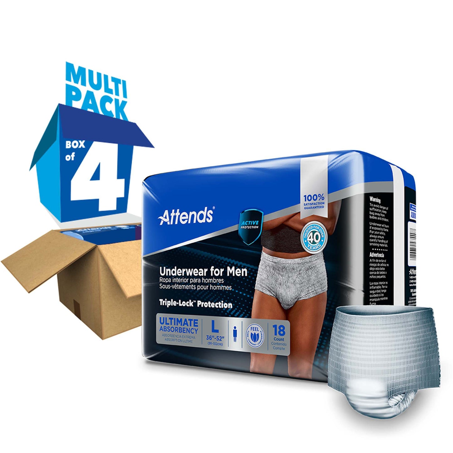 Attends® Discreet Men's Underwear, Level 5, Large ADUM35