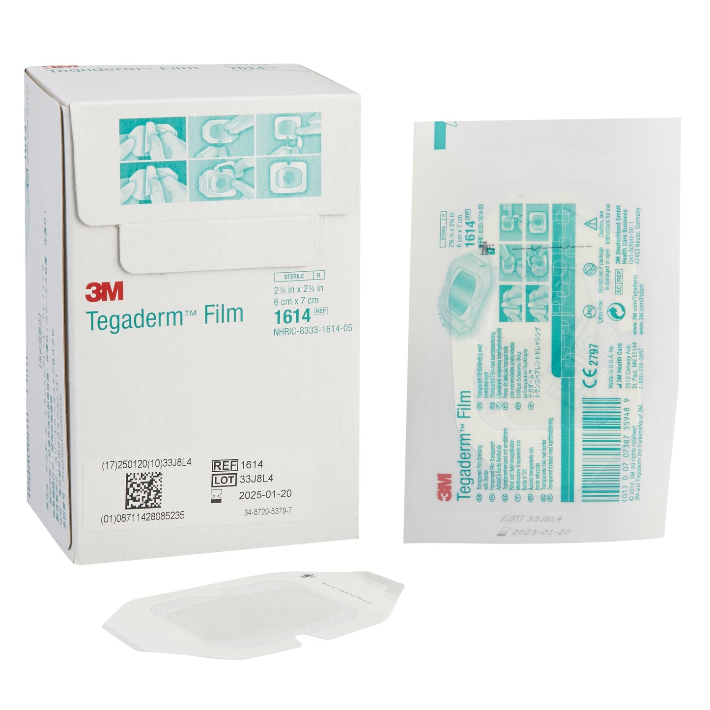 3M™ Tegaderm™ Rectangular Transparent Sterile Film Dressing, 2-3/8 x 2-3/4 Inch 1614