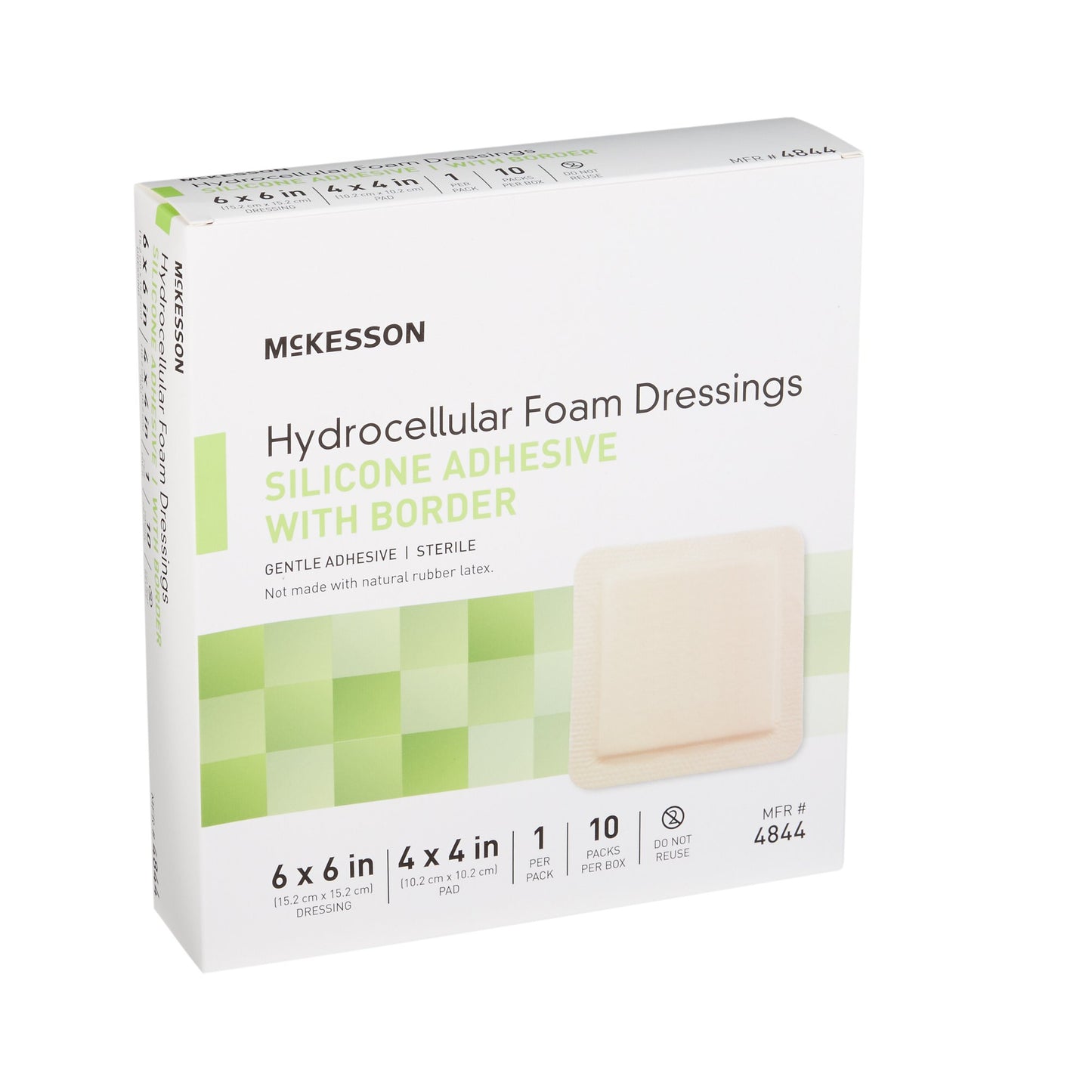 McKesson Silicone Adhesive with Border Silicone Foam Dressing, 6 x 6 Inch 4844