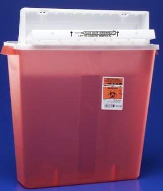Sharps Container SharpStar™ In-Room™ Translucent Red Base 18-1/2 H X 16-1/2 W X 6 D Inch Horizontal Entry 4 Gallon - 8541SA