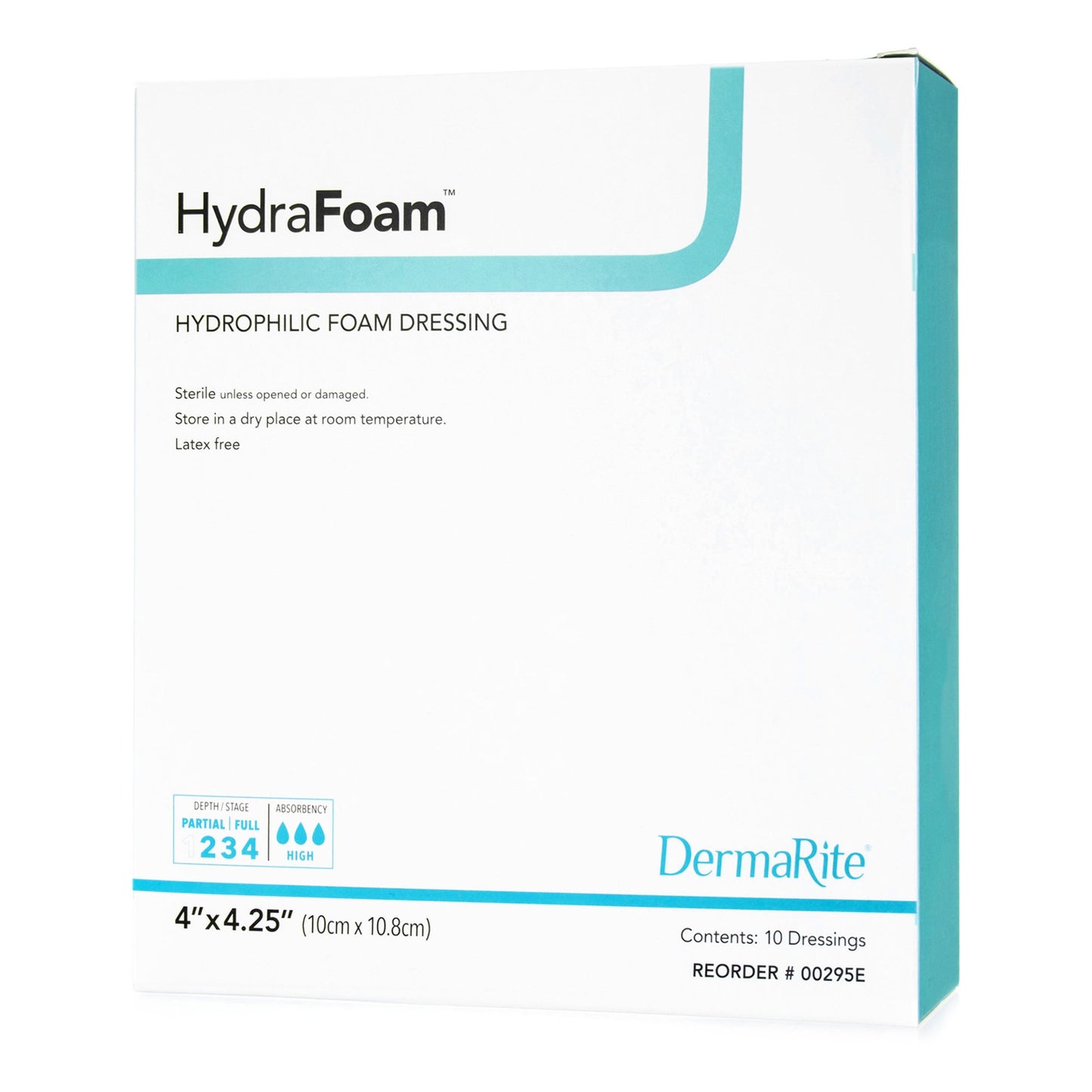 HydraFoam™ Nonadhesive Foam Dressing, 4 x 4¼ Inch 00295E