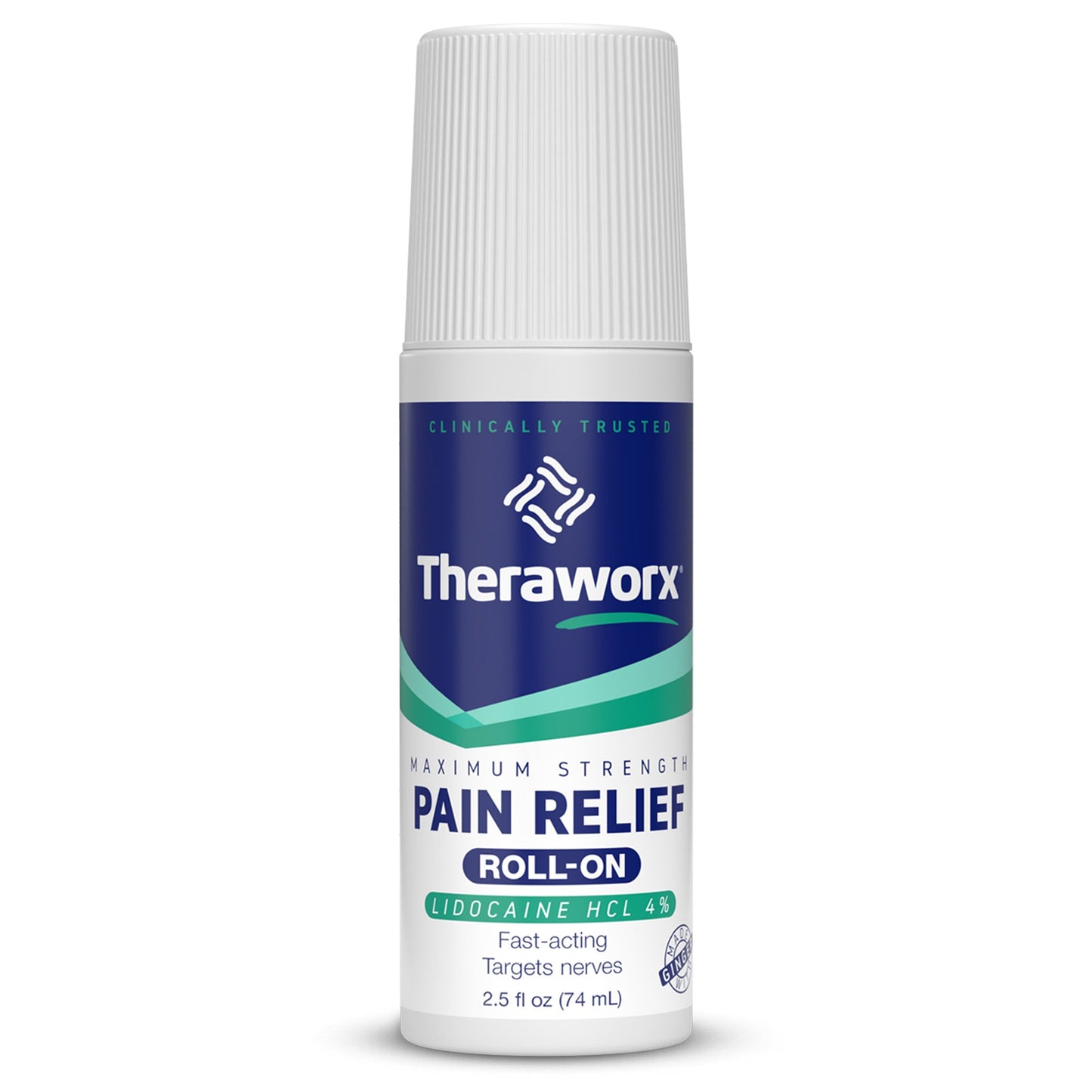 Theraworx® Maximum Strength Pain Relief Roll-On with 4% Lidocaine NRV-25R-4X4