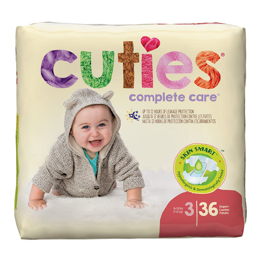 Unisex Baby Diaper Cuties® Complete Care Size 3 Disposable Heavy Absorbency - CR3001