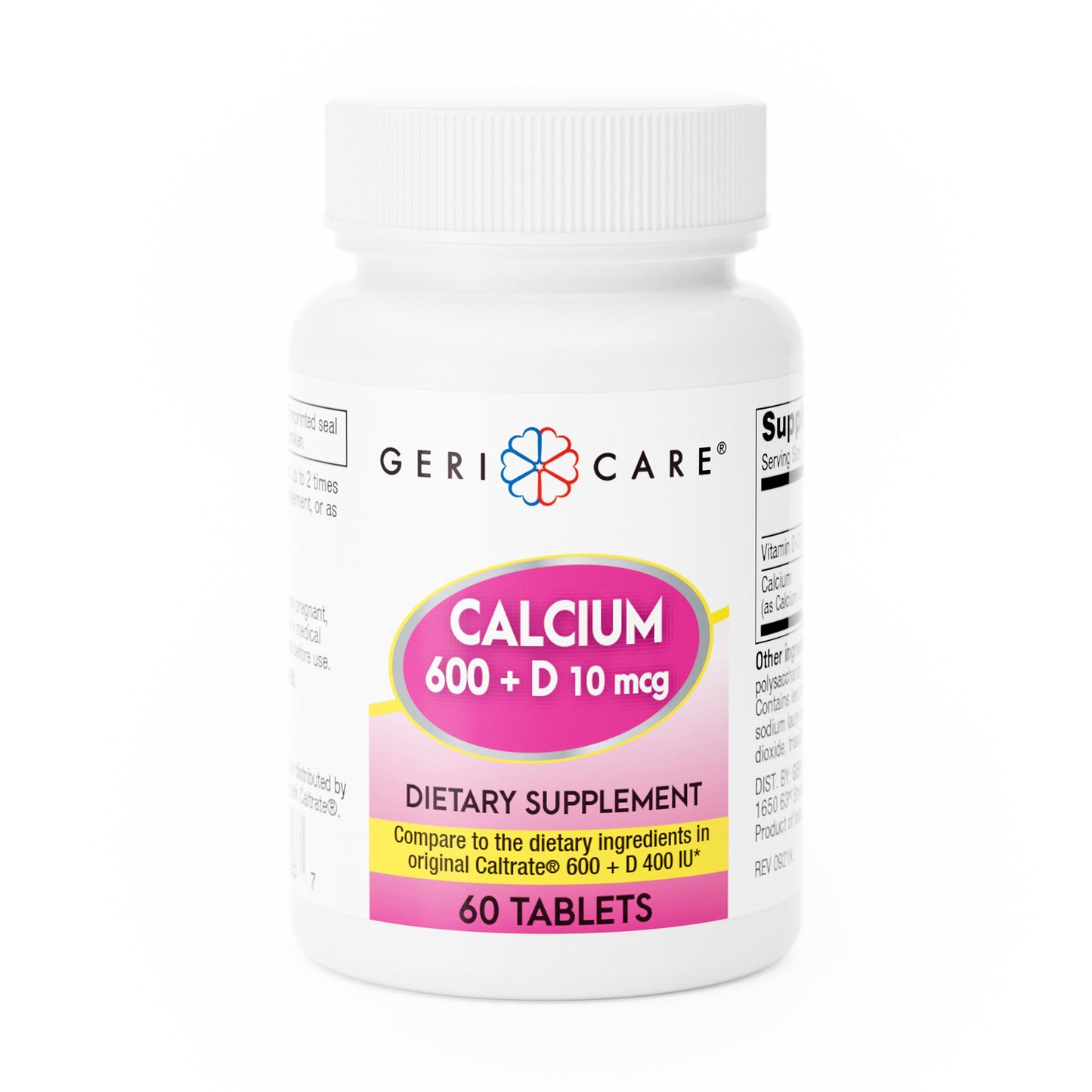 Joint Health Supplement Geri-Care® Calcium / Vitamin D 600 mg - 400 IU Strength Tablet 60 per Bottle - 748-06-GCP