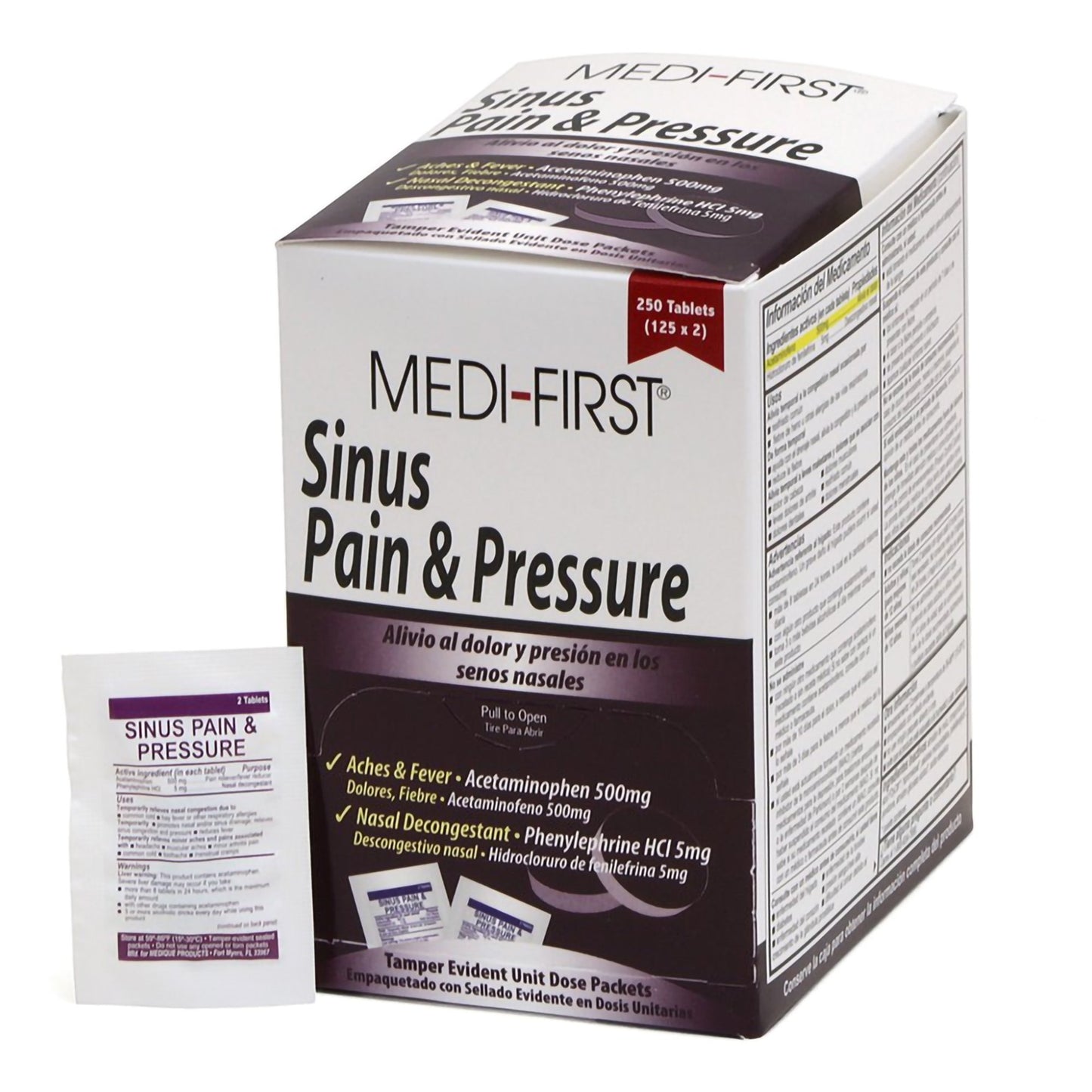 Sinus Relief Medi-First® 500 mg - 5 mg Strength Tablet 250 per Box - 81948