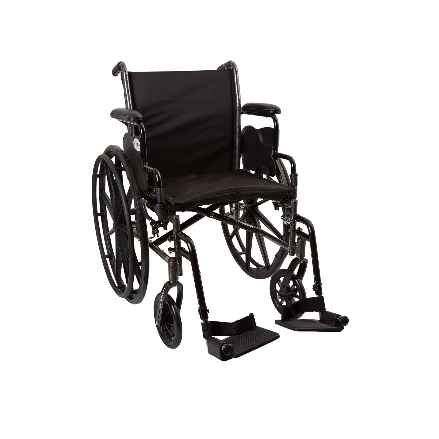 Lightweight Wheelchair McKesson Dual Axle Desk Length Arm Swing-Away Footrest Black Upholstery 18 Inch Seat Width Adult 300 lbs. Weight Capacity - 146