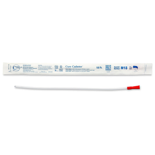 Urethral Catheter Cure Catheter® Straight Tip Uncoated PVC 18 Fr. 16 Inch - M18