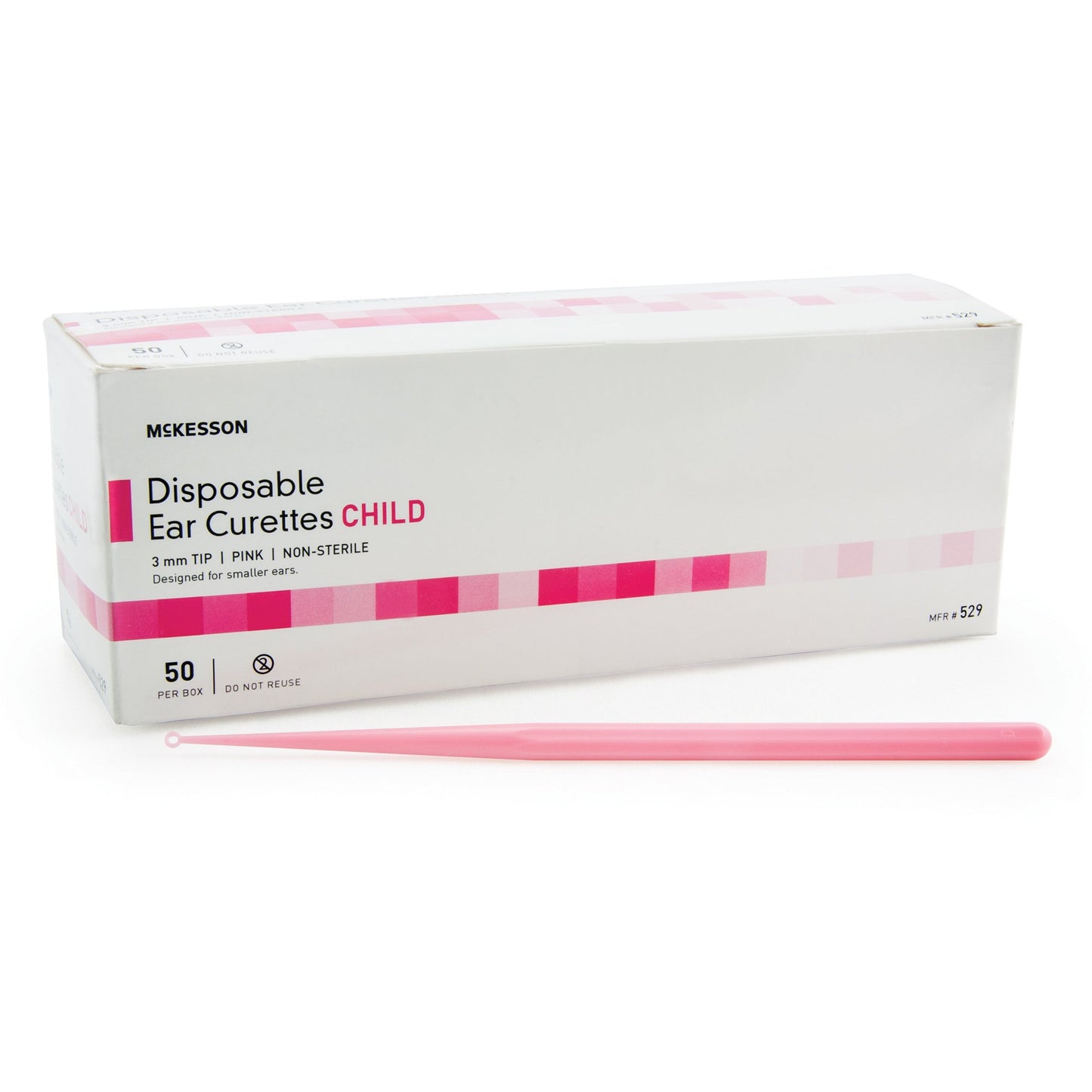 Ear Curette McKesson Handle with Grooves 3 mm Tip Round Tip - 529