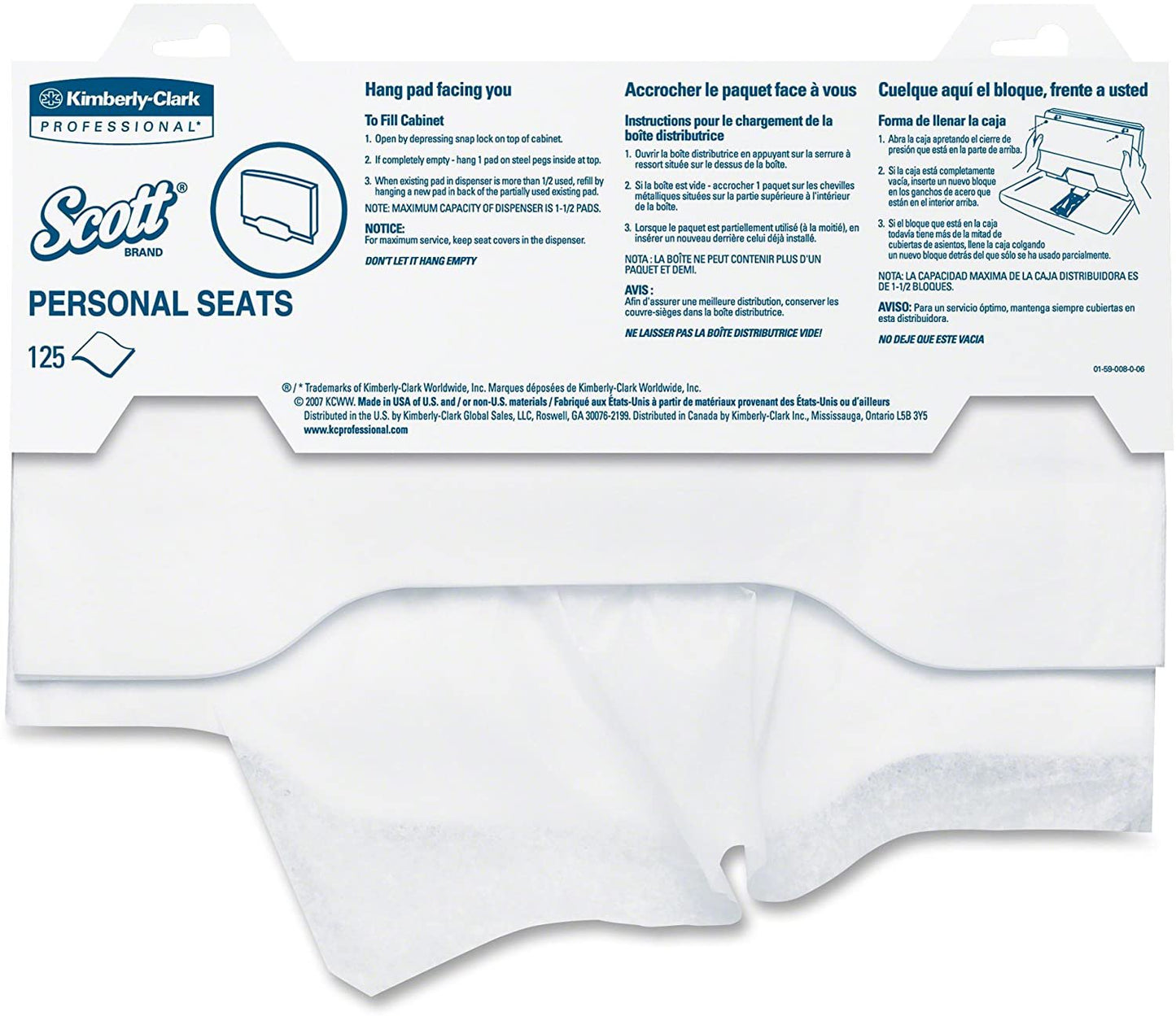 Scott® Toilet Seat Cover, 125 per Pack 07410