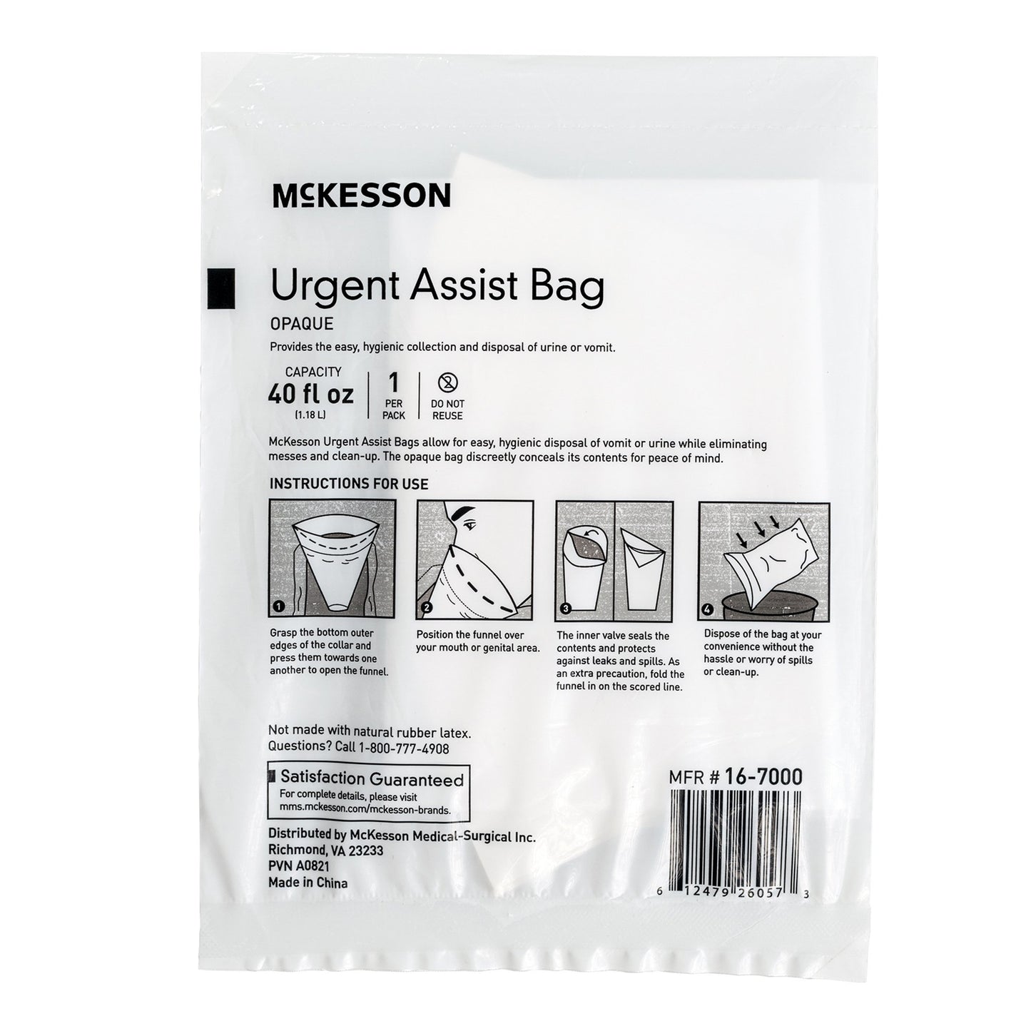 McKesson Opaque Urgent Assist/Emesis Bags 16-7000