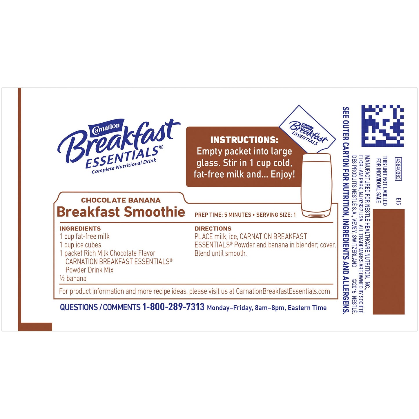 Carnation Breakfast Essentials® Chocolate Nutritional Drink 10050000530325