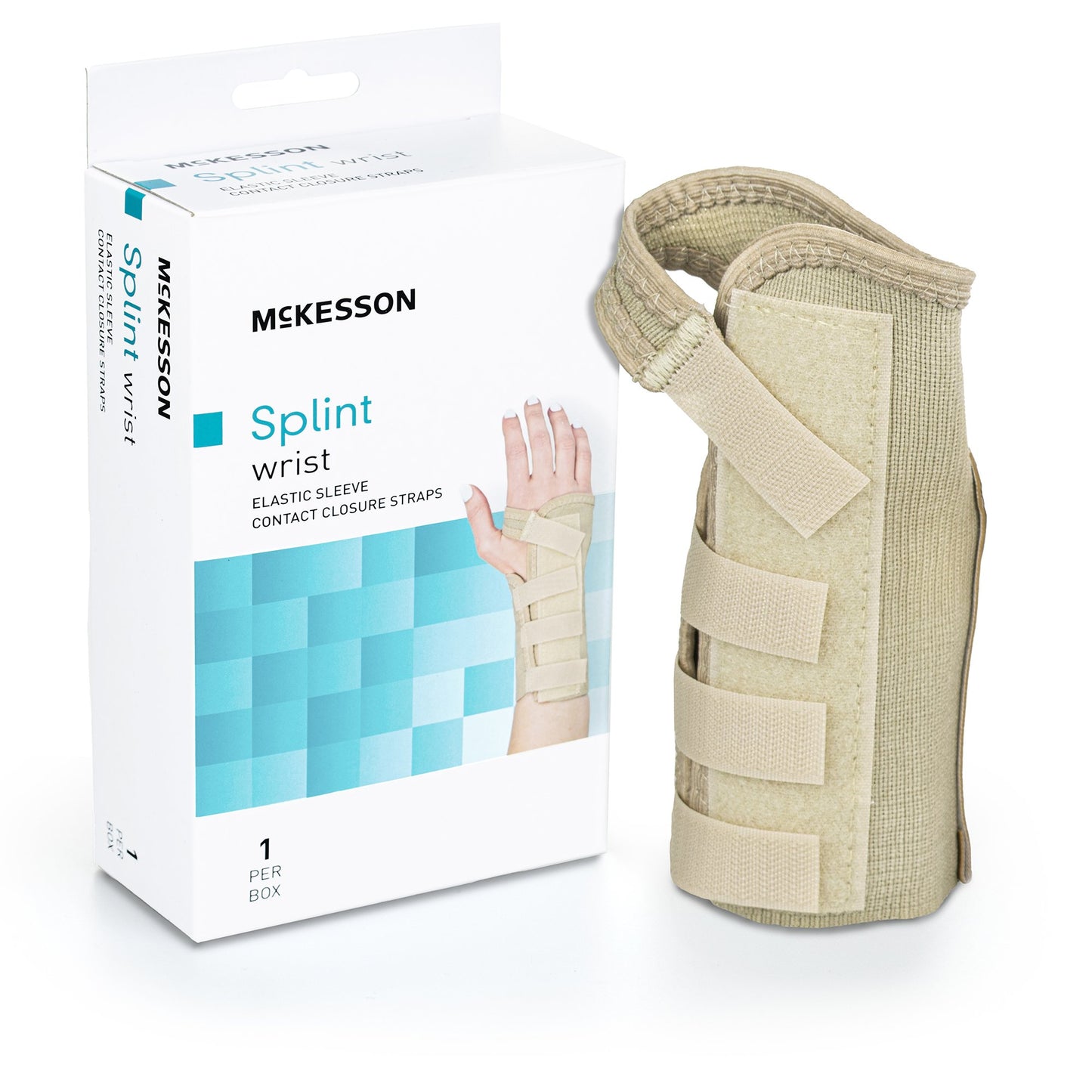 Wrist Brace McKesson Low Profile / Contoured / Wraparound Aluminum / Cotton / Elastic Right Hand Beige X-Small - 155-79-87072