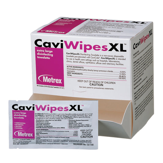 Surface Disinfectant CaviWipes™ Premoistened Alcohol Based Manual Pull Wipe 50 Count Individual Packet Alcohol Scent NonSterile - 13-1155