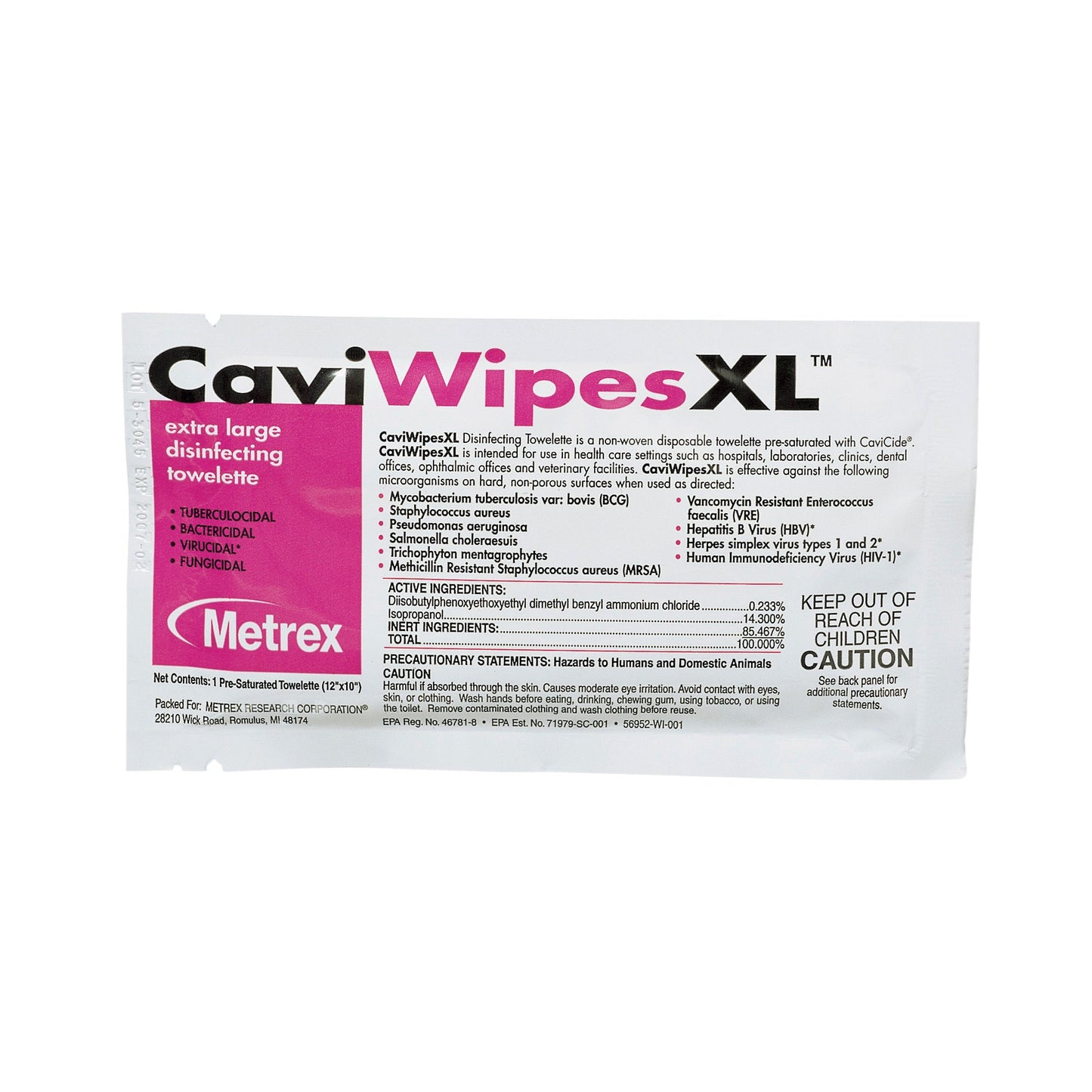 Metrex CaviWipes Surface Disinfectant Alcohol-Based Wipes, 10 x 12 Inch 13-1155