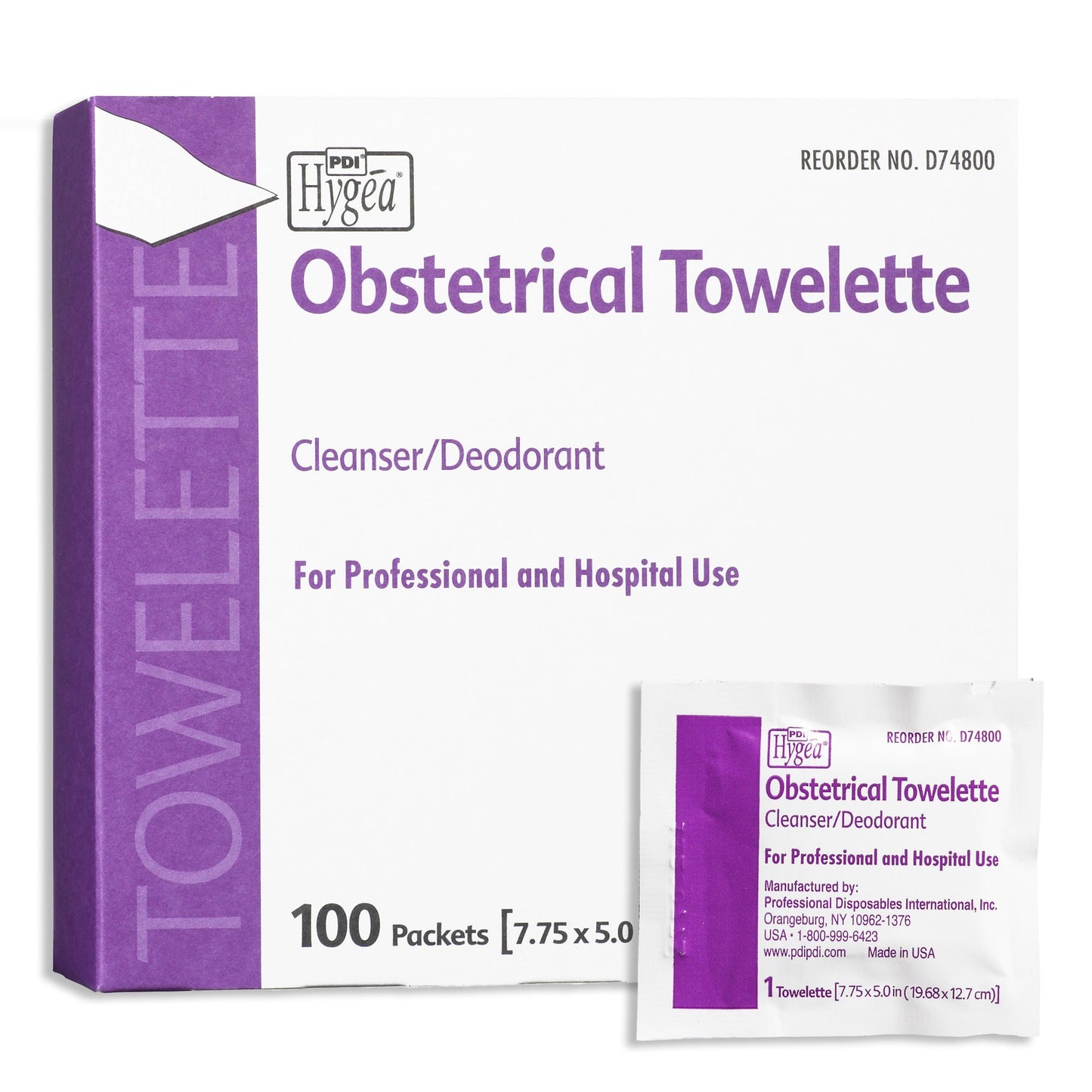 Obstetrical Cleansing Towelette Hygea® Individual Packet Scented 100 Count - D74800