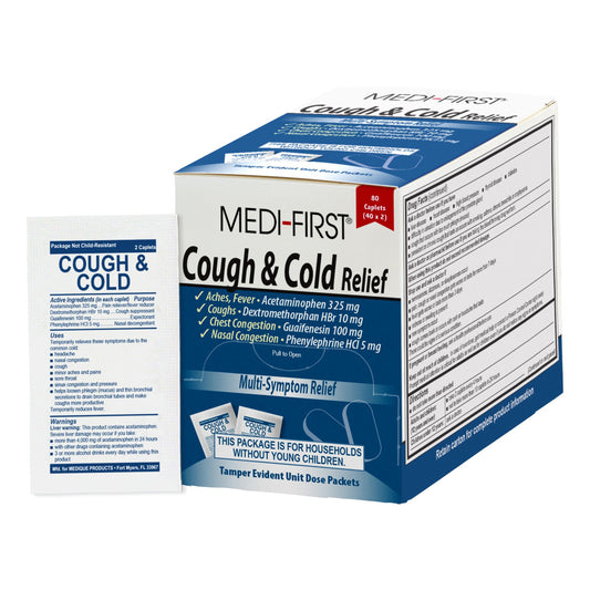 Medique Products Medi-First Acetaminophen / Dextromethorphan / Phenylephrine / Guaifenesin Cold and Cough Relief 83580, Case of 1920