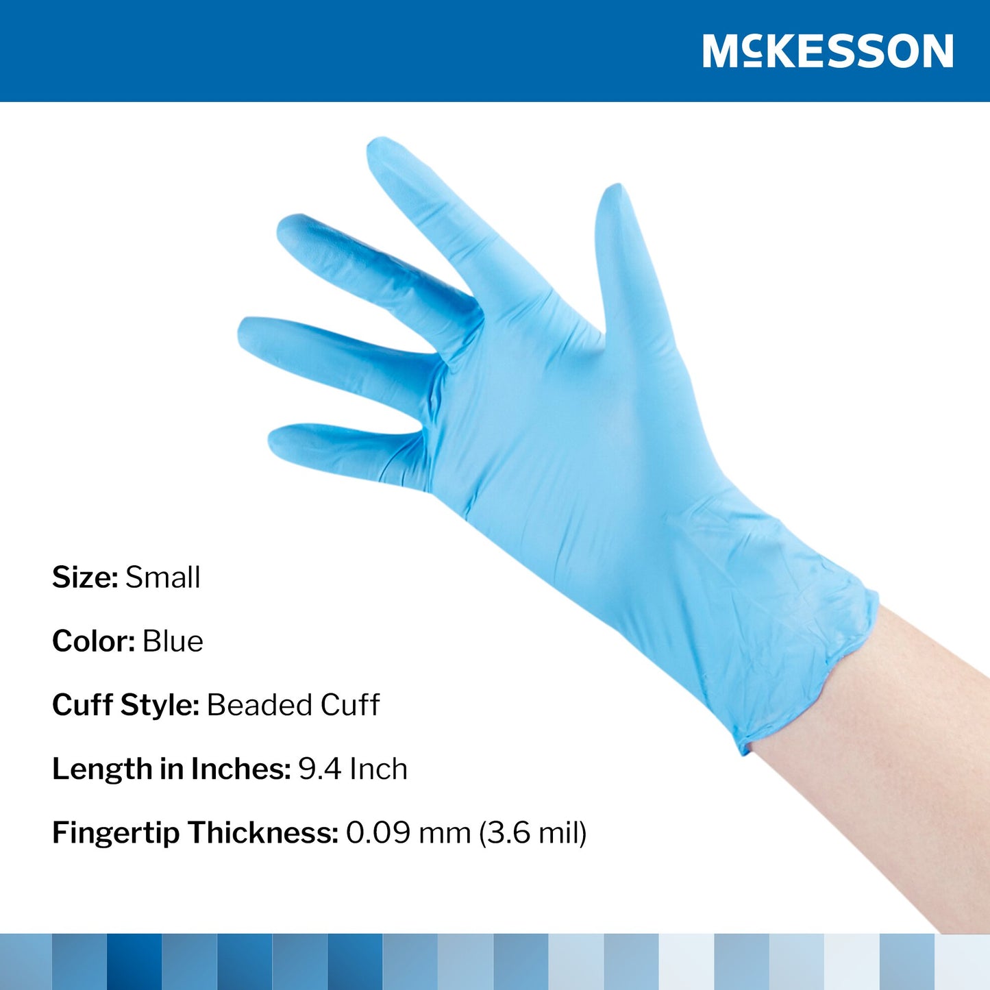 McKesson Confiderm® 3.8 Nitrile Exam Glove, Small, Blue 14-684