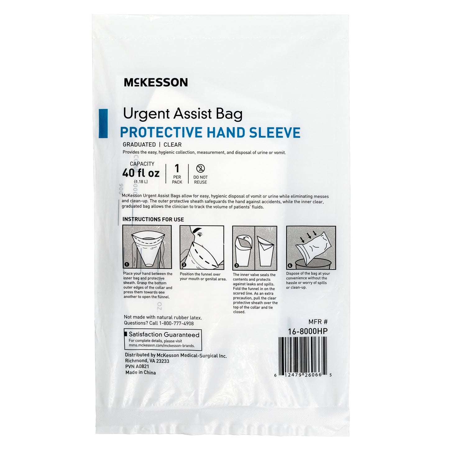 McKesson Urgent Assist Bags with Protective Hand Sleeve 16-8000HP